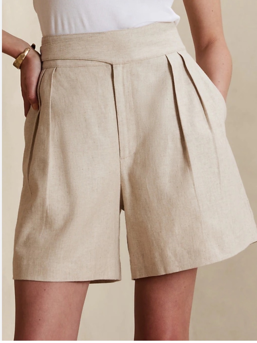 Banana Republic Neutral Beige Linen-Blend Seafarer Shorts 4